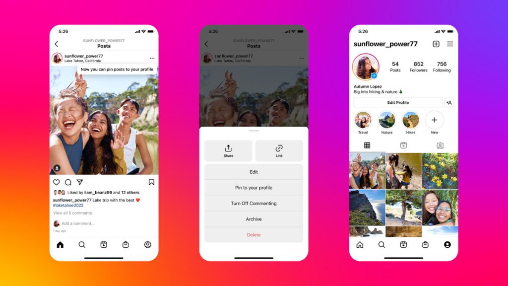 Pin Posts on Instagram profile