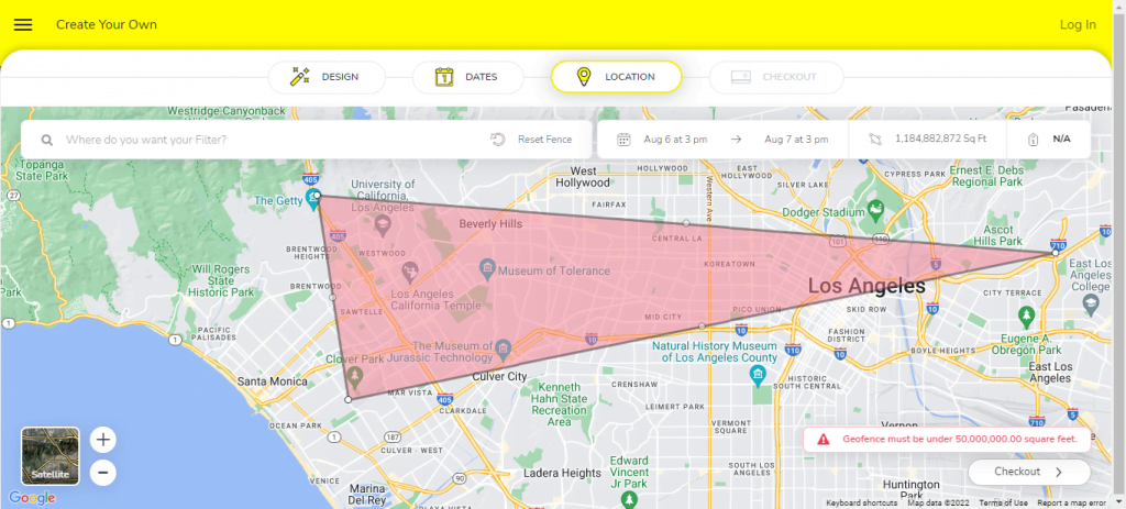 connect the dots in the areas you want to associate Snapchat Geofilter
