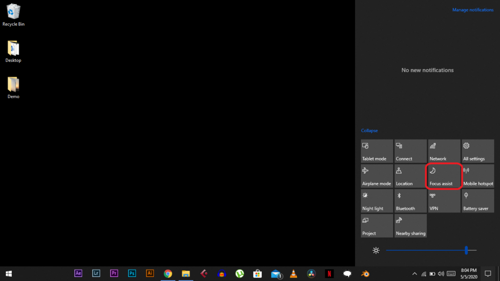 Focus Assist on Windows 10