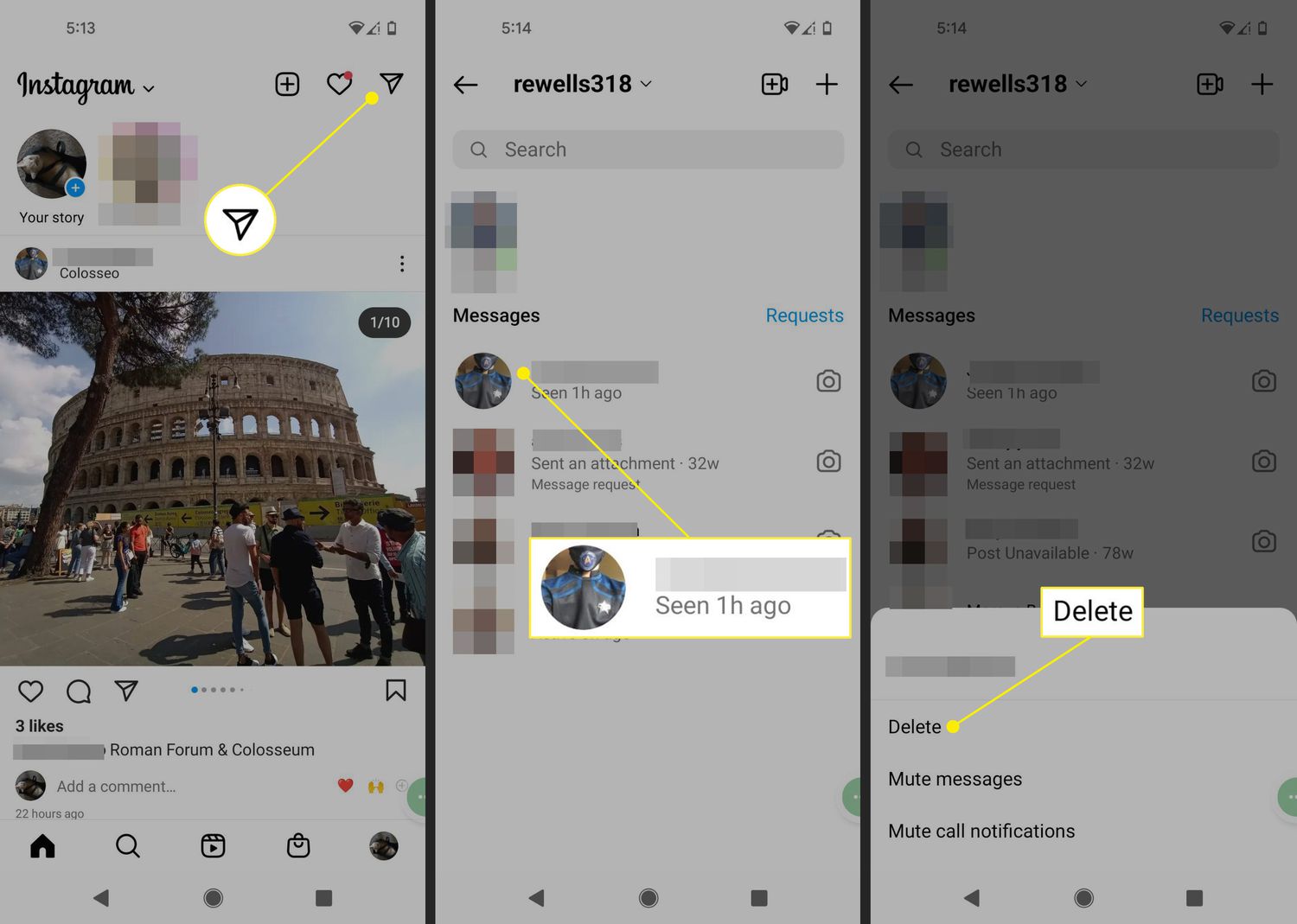 comment retrouver conversation supprimer sur instagram