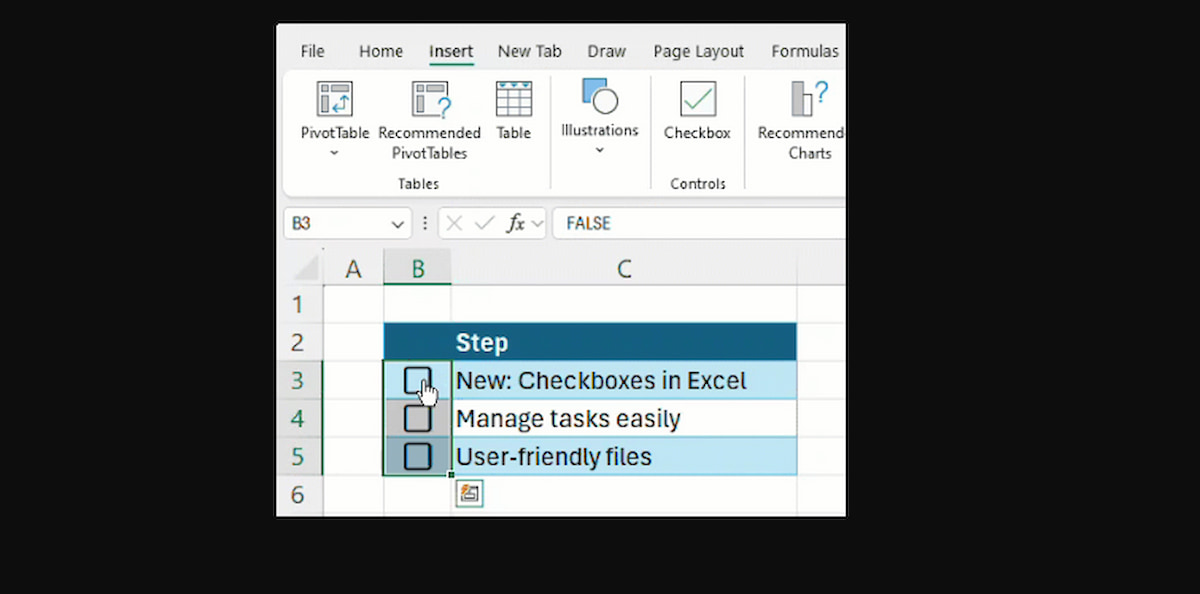 Check boxes are the new feature that Microsoft adds to Excel