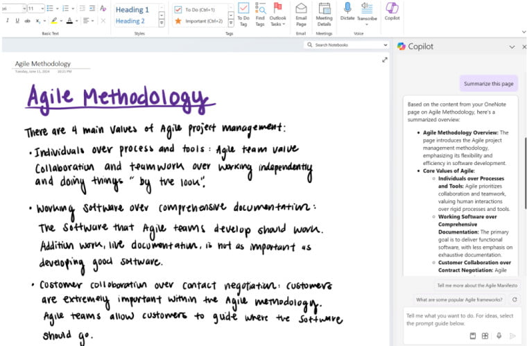 Analyzing handwritten notes in Copilot