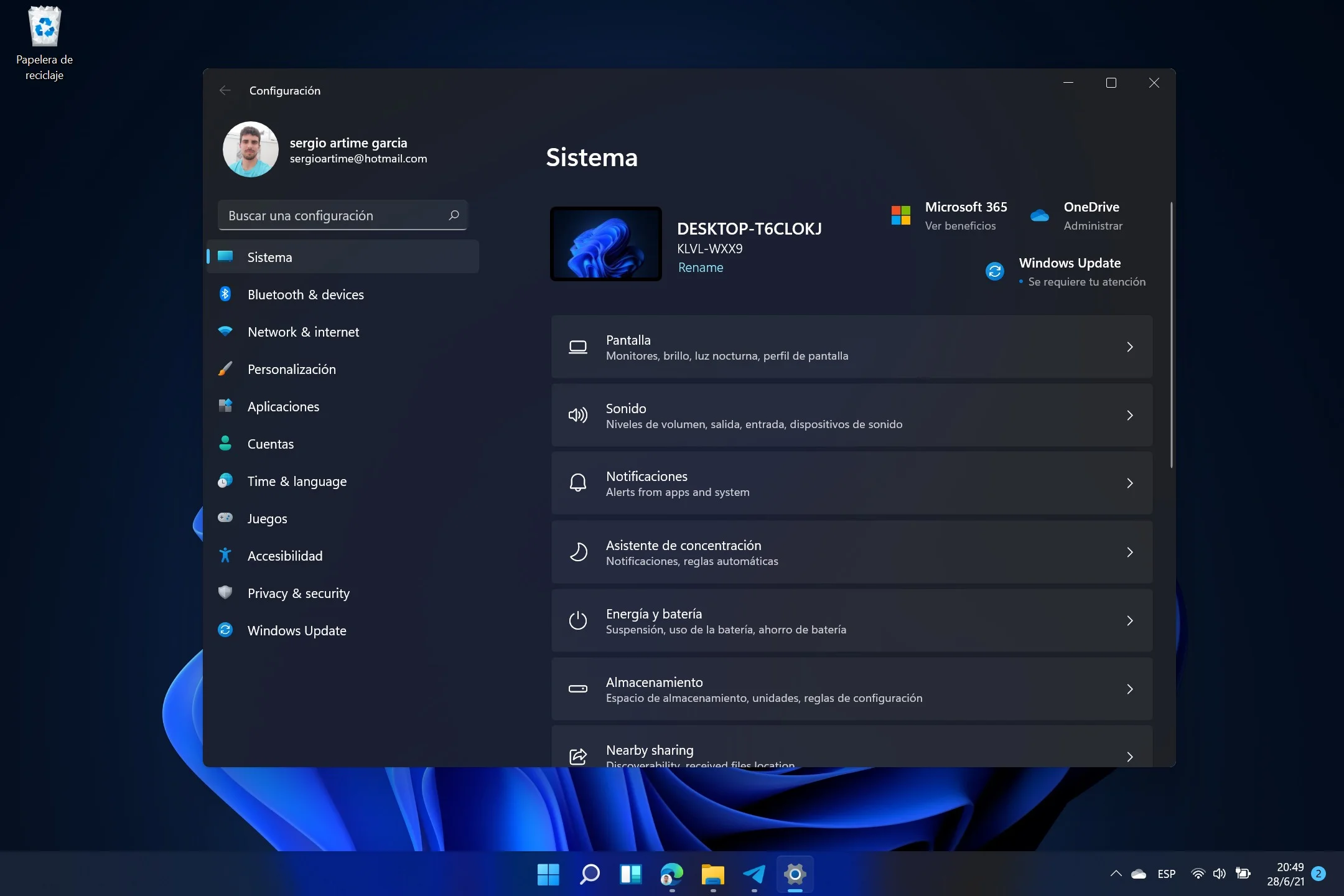 Screenshot of the Windows 11 Settings app