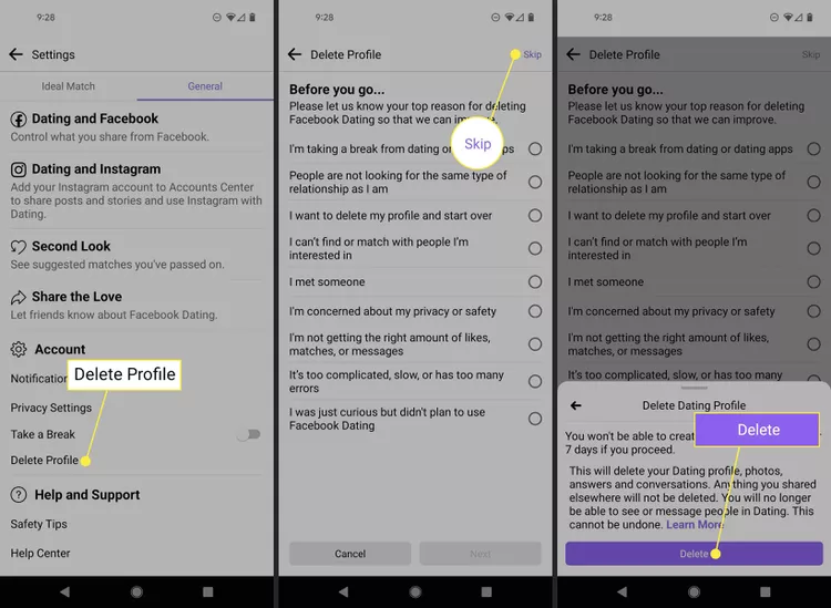 Delete Facebook Dating Account