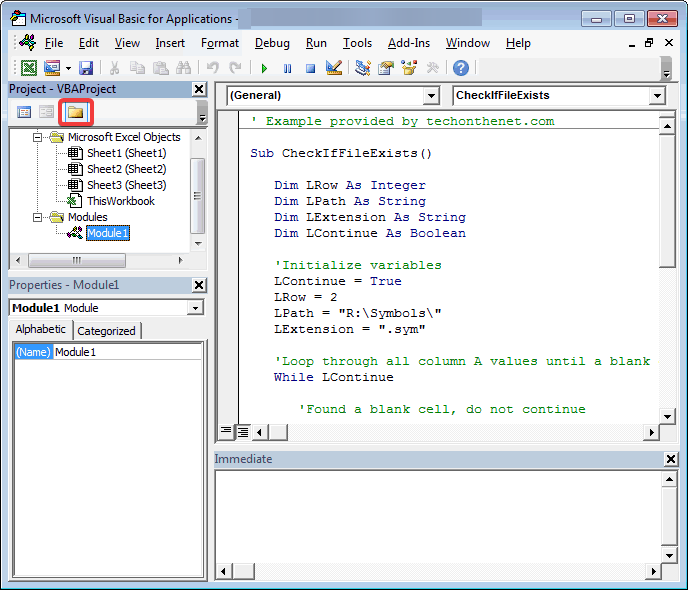 A Visual Basic window