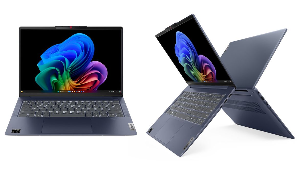 Promotional images of the new Lenovo IdeaPad Slim 5x with Snapdragon X Plus processor