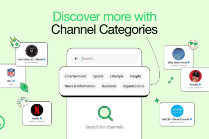 WhatsApp separates channels into categories