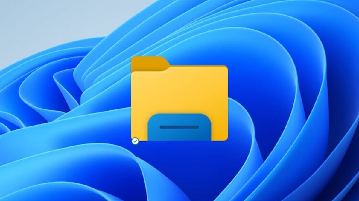 Image showing the Windows 11 wallpaper and File Explorer icon