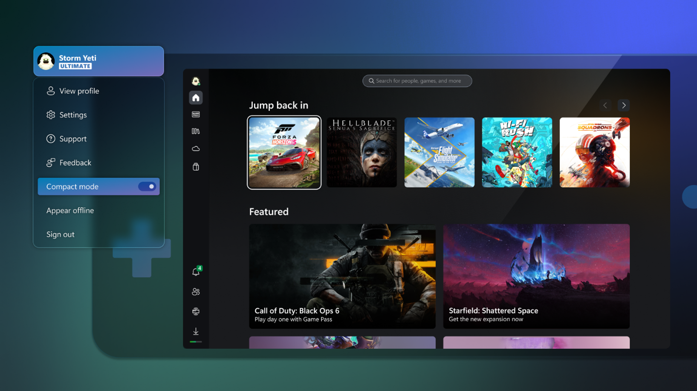 Jump Back In feature in the Xbox app for Windows