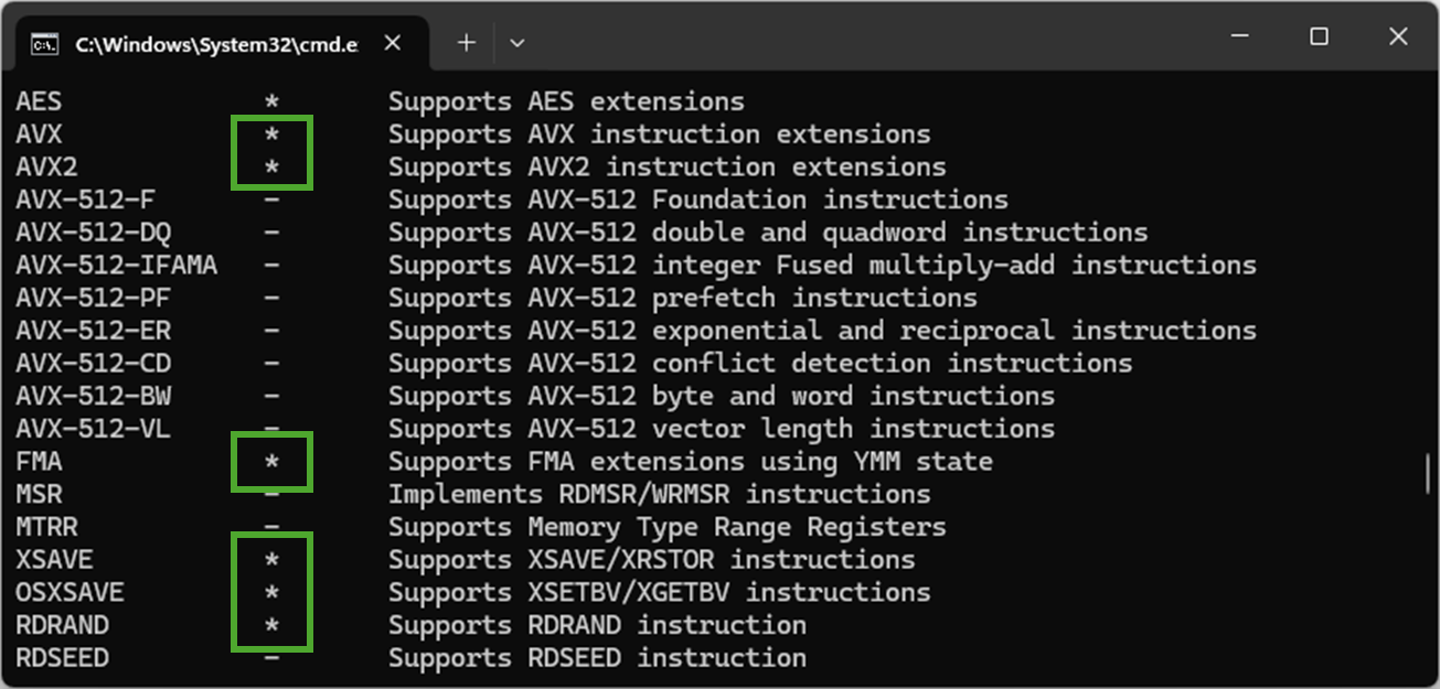 New processor features supported by Prism