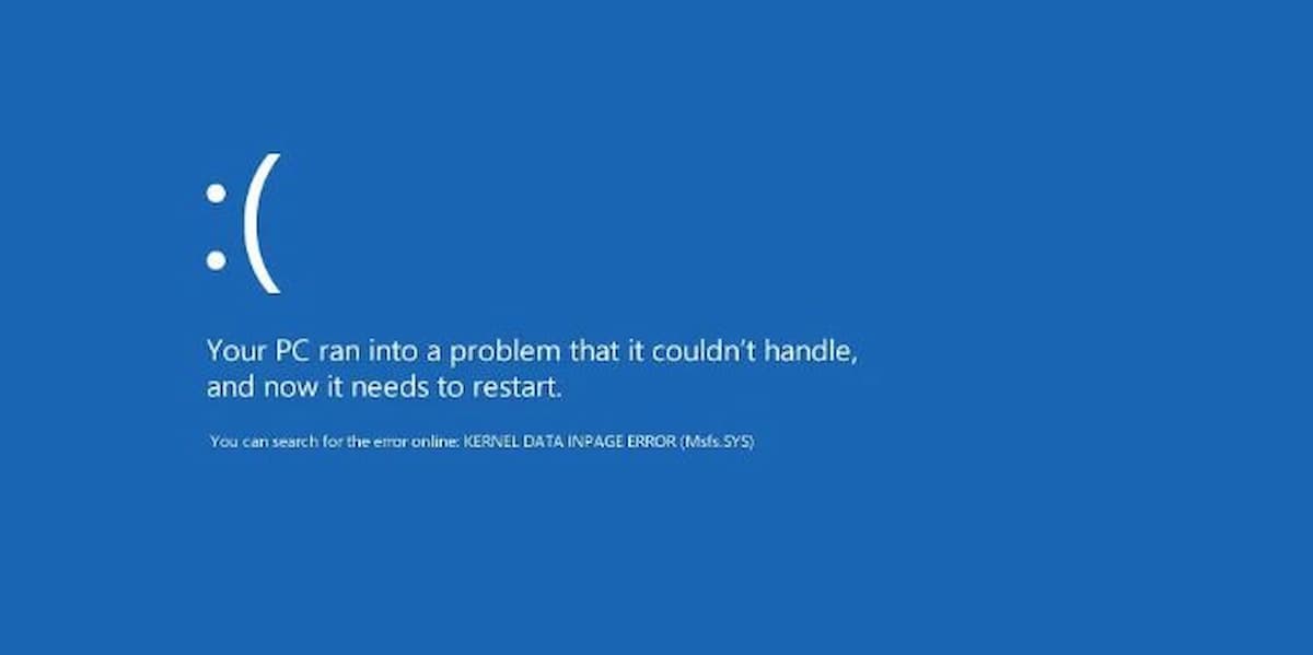 Image of a BSOD on Windows