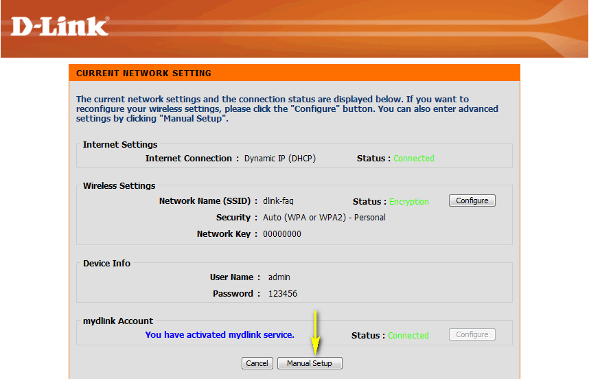 Network Setting in D Link Router