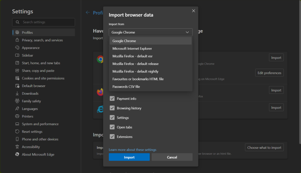 Import Your Data into Microsoft Edge